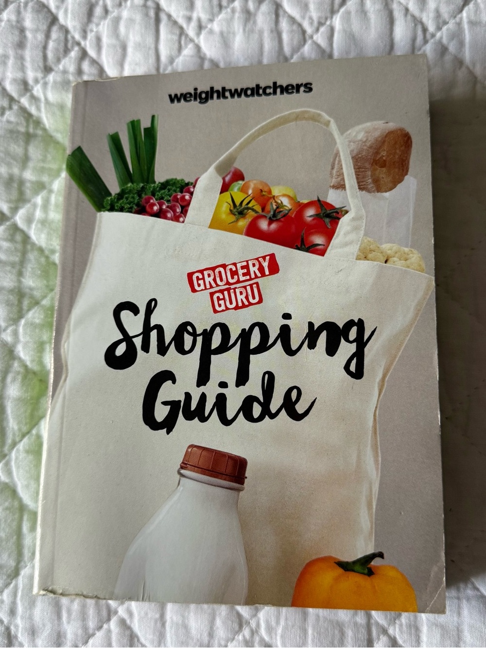 Weight Watchers Grocery Guru Shopping Guide - Cream Tote with Red Accent